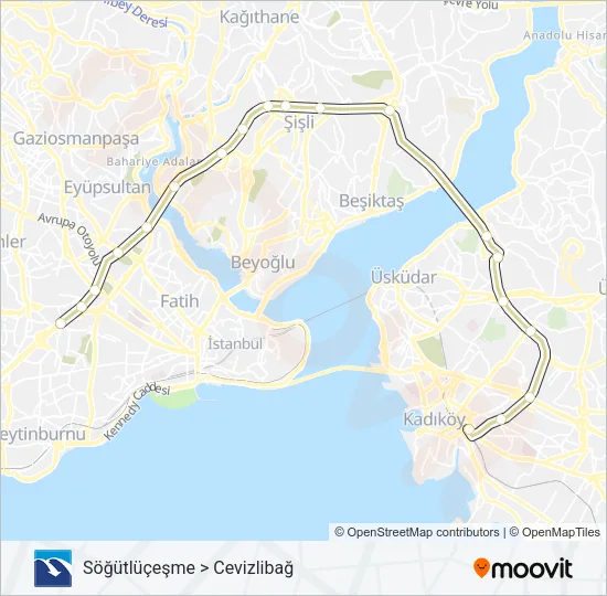 34A Metrobus Line Map