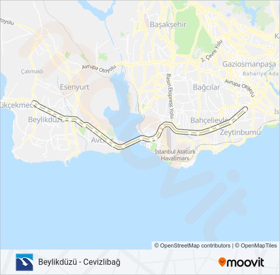 34C Metrobus Line Map