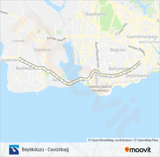 34C Metrobus Line Map