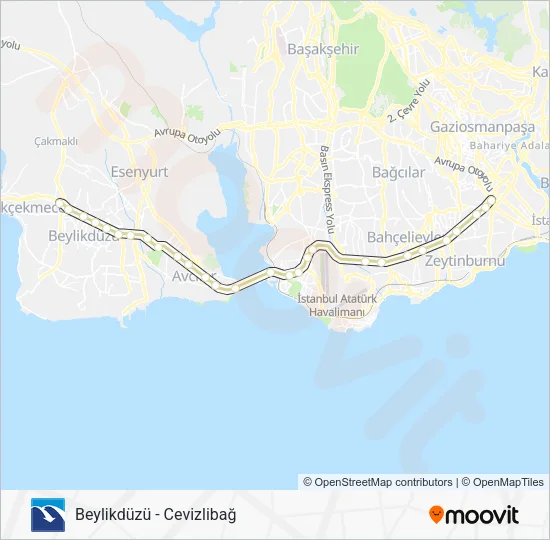 34C Metrobus Line Map