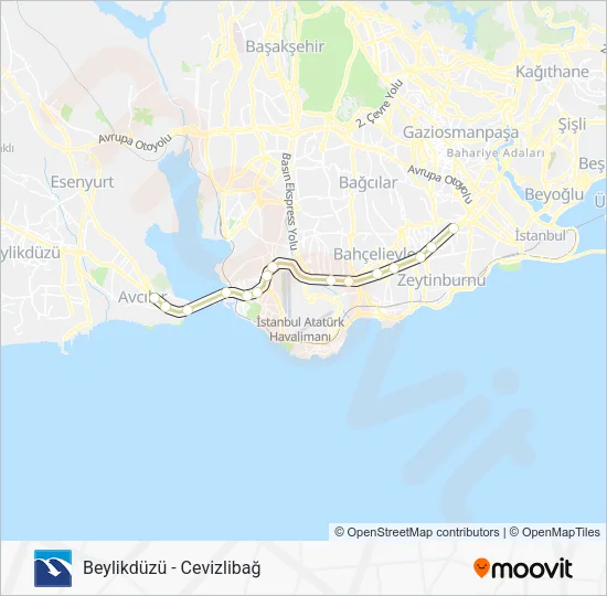 34C Metrobus Line Map