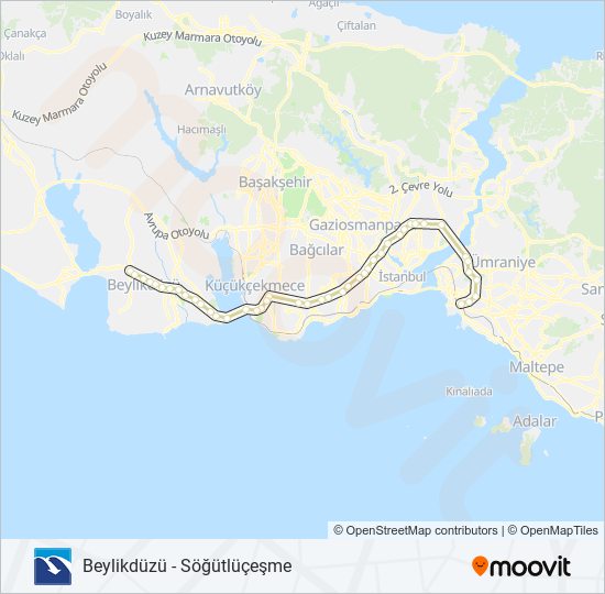 34G Metrobus Hattı Haritası