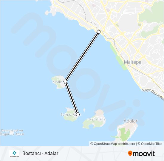 Bostancı - Adalar ferry Line Map