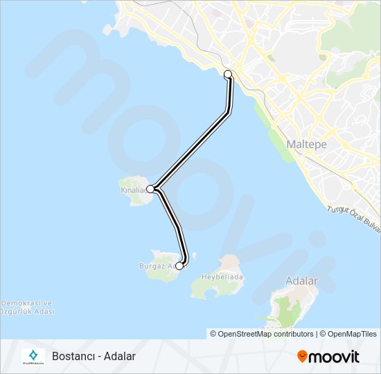 BOSTANCI - ADALAR Ferry Line Map