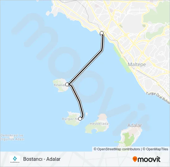 BOSTANCI - ADALAR Ferry Line Map