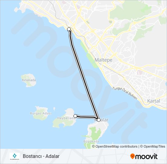 BOSTANCI - ADALAR Ferry Line Map