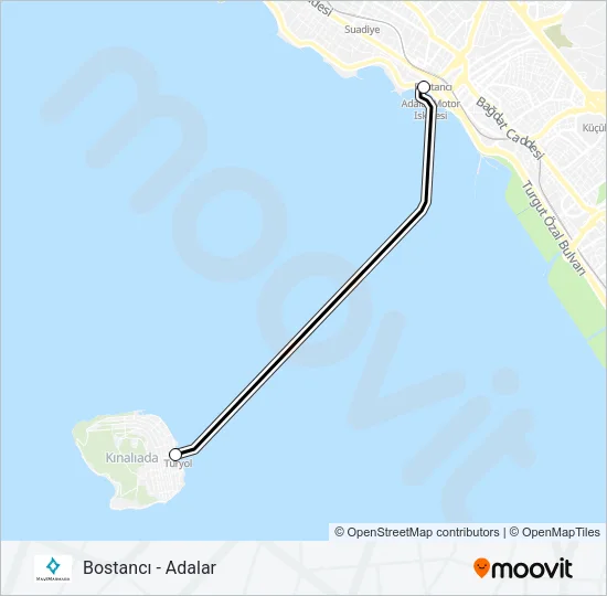 BOSTANCI - ADALAR Ferry Line Map