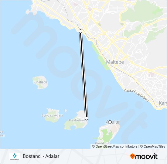 BOSTANCI - ADALAR vapur Hattı Haritası
