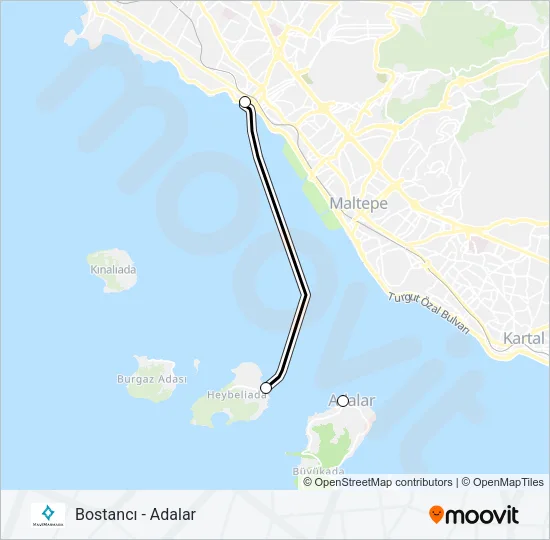 BOSTANCI - ADALAR Ferry Line Map