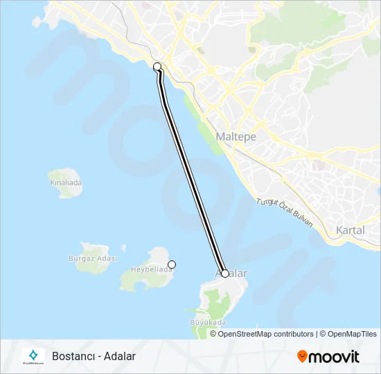 BOSTANCI - ADALAR Ferry Line Map