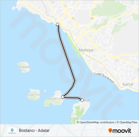 BOSTANCI - ADALAR Ferry Line Map