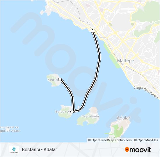 BOSTANCI - ADALAR Ferry Line Map
