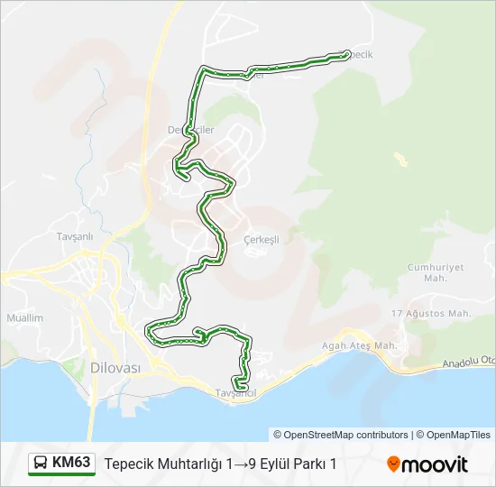 KM63 Bus Line Map