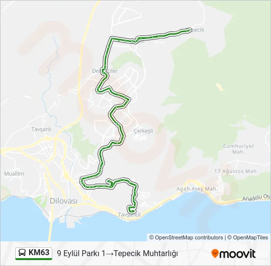 KM63 Bus Line Map