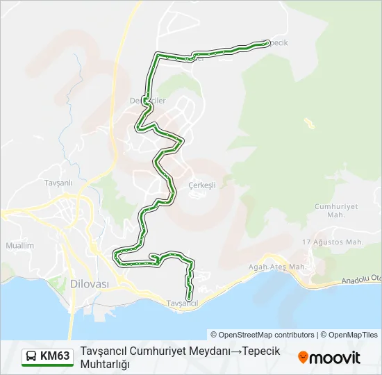 KM63 Bus Line Map
