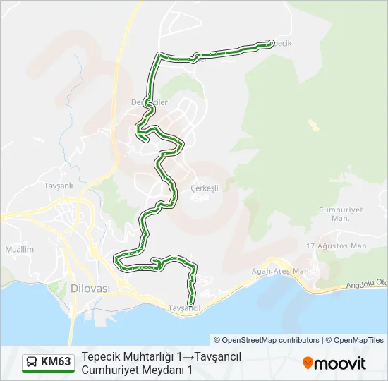 KM63 Bus Line Map