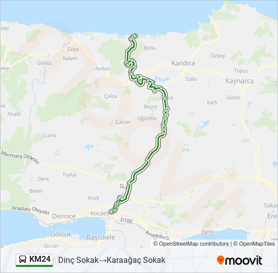 KM24 otobüs Hattı Haritası