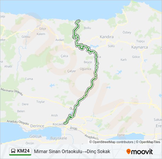 KM24 otobüs Hattı Haritası