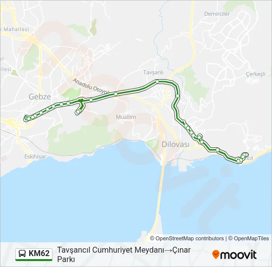 KM62 Bus Line Map