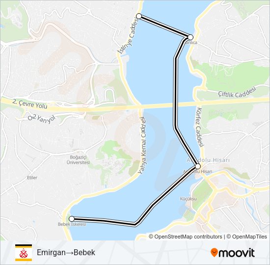 BEBEK - EMIRGAN vapur Hattı Haritası