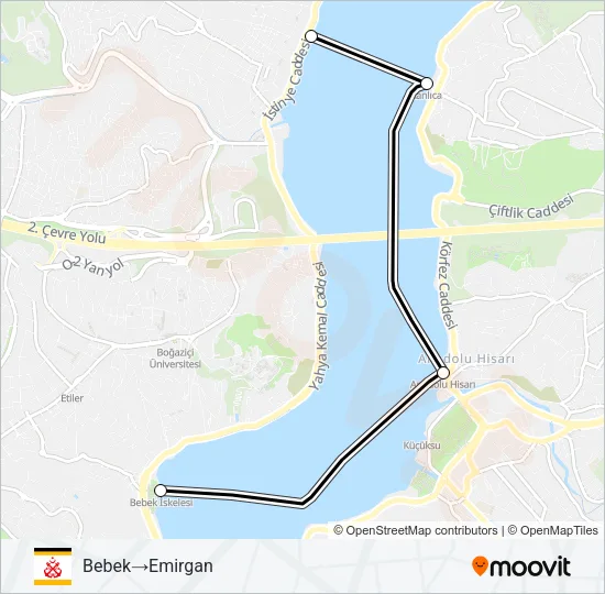 BEBEK - EMIRGAN Ferry Line Map