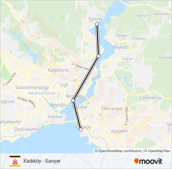 KADIKÖY - SARIYER ferry Line Map