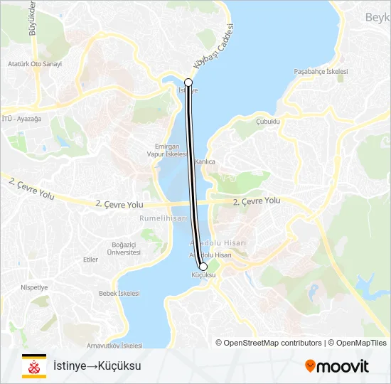 KÜÇÜKSU - İSTINYE Ferry Line Map