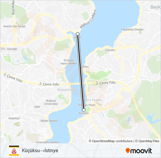 Küçüksu - İstinye ferry Line Map