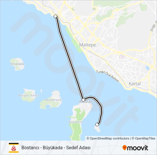 BOSTANCI - BÜYÜKADA - SEDEF ADASI Ferry Line Map