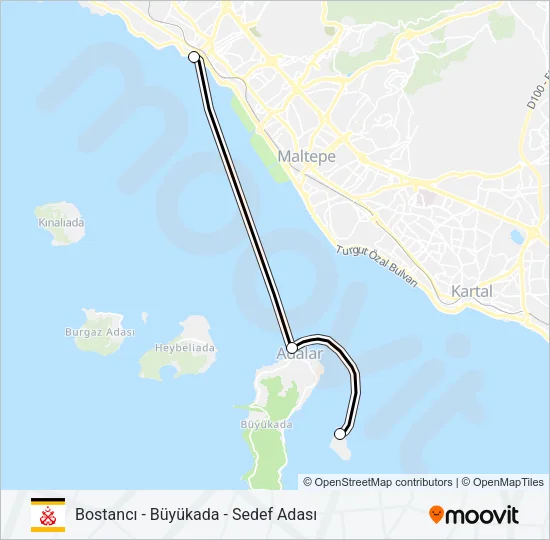 BOSTANCI - BÜYÜKADA - SEDEF ADASI Ferry Line Map