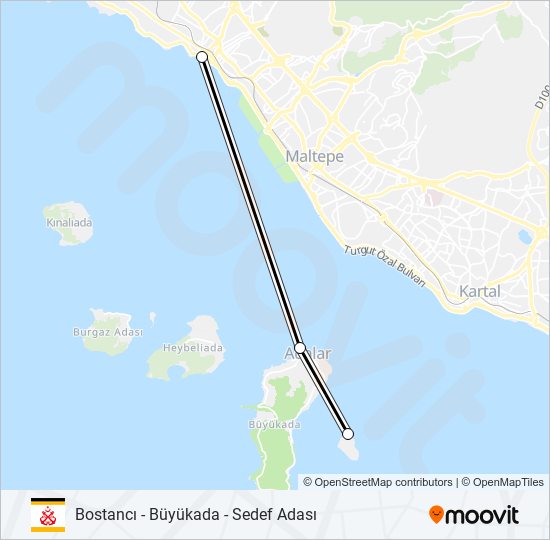Bostancı - Büyükada - Sedef Adası ferry Line Map