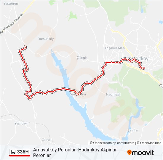 336H otobüs Hattı Haritası