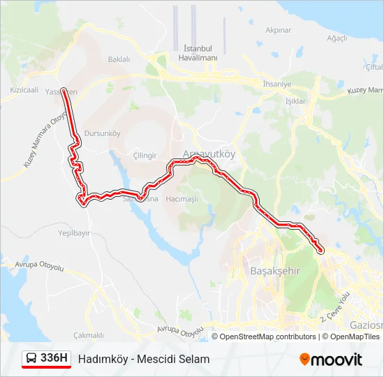 336H Bus Line Map