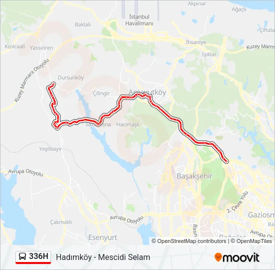 336H Bus Line Map