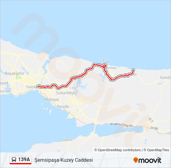 139A otobüs Hattı Haritası