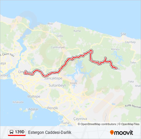 139D otobüs Hattı Haritası