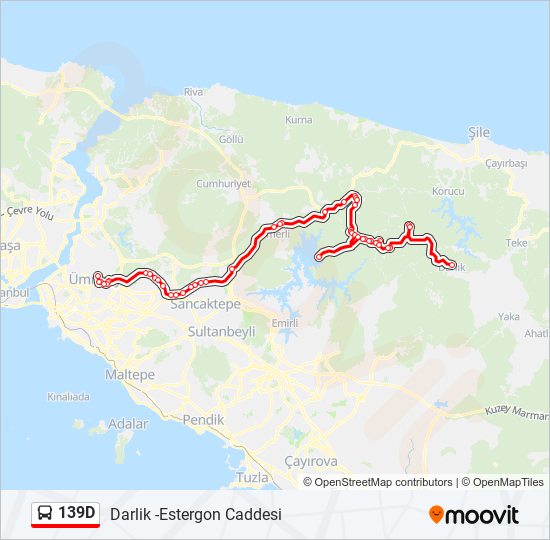 139D otobüs Hattı Haritası