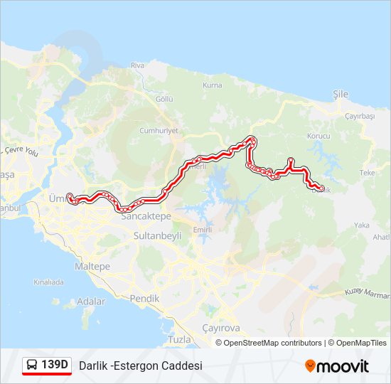 139D otobüs Hattı Haritası