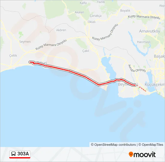 303A Bus Line Map