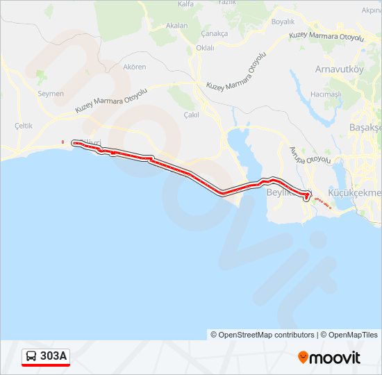 303A bus Line Map