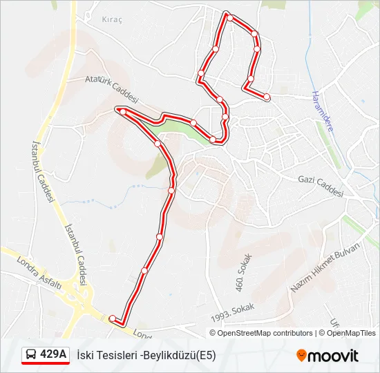 429A Bus Line Map