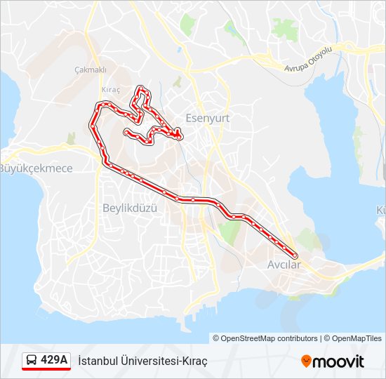 429A Bus Line Map