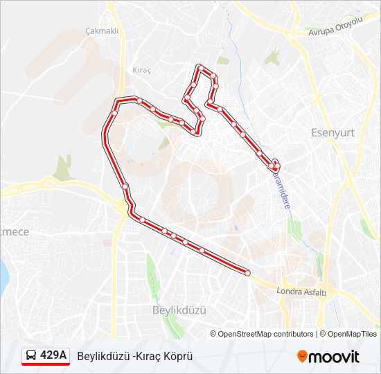 429A Bus Line Map