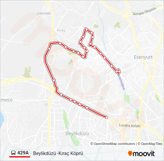 429A Bus Line Map