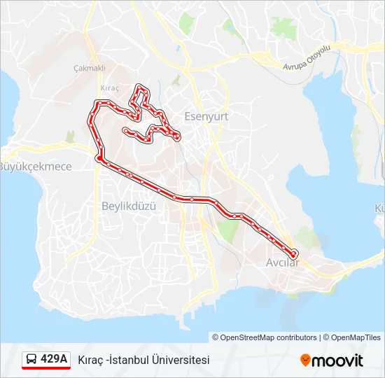 429A Bus Line Map