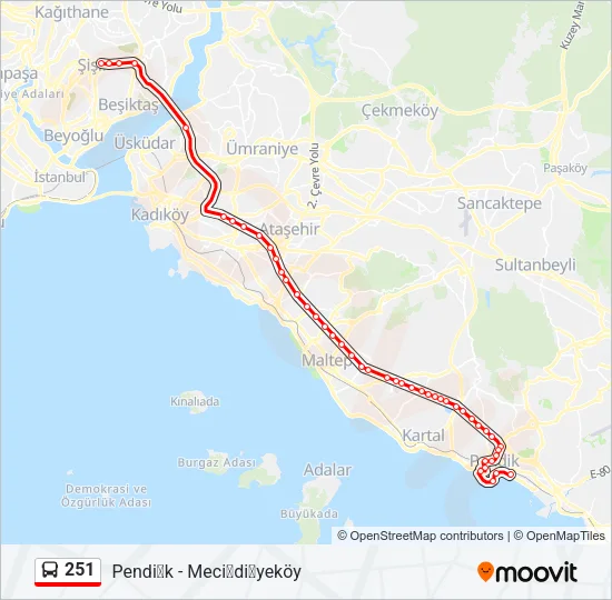 251 Bus Line Map