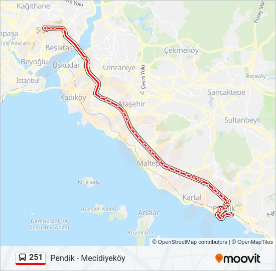 251 Bus Line Map