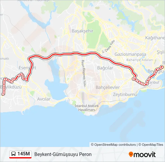 145M Bus Line Map