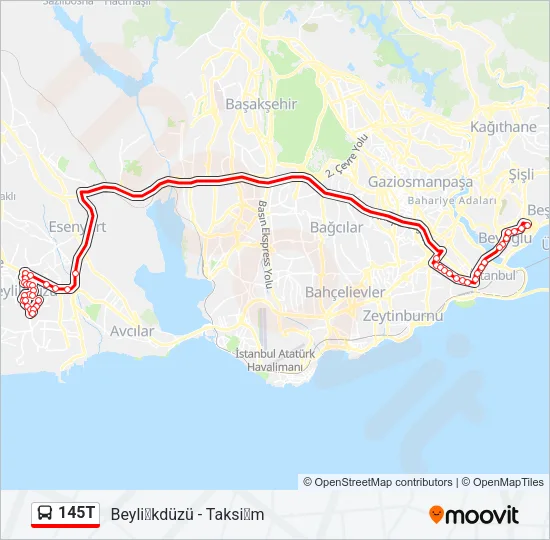 145T Bus Line Map