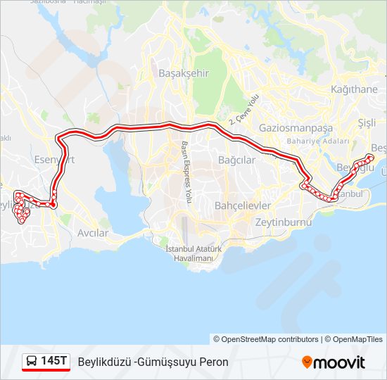 145T bus Line Map